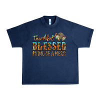 Navy Thankful Blessed And Kind Of A Mess Urban Heavy Tee - CowhideDigitalArt