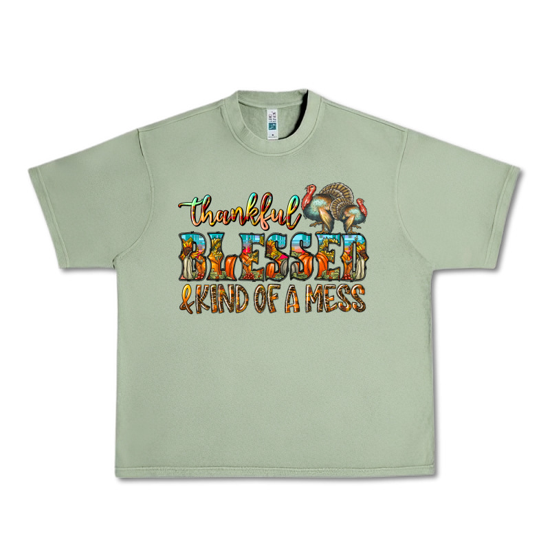 Thankful Blessed And Kind Of A Mess Urban Heavy Tee by CowhideDigitalArt | Teevron