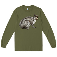 Army Green Gray Squirrel Long Sleeve Tee - LillyAllenDesigns