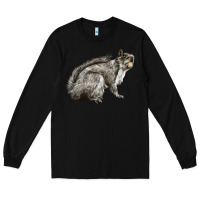 Black Gray Squirrel Long Sleeve Tee - LillyAllenDesigns