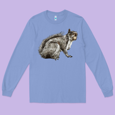 Gray Squirrel Long Sleeve Tee Designed By Lillyallendesigns