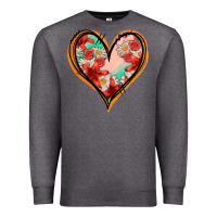 Charcoal Heather floral orange glitter heart Premium Sweatshirt - Jasminsmagicworld