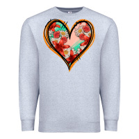 Heather Grey floral orange glitter heart Premium Sweatshirt - Jasminsmagicworld