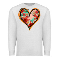 Oatmeal Heather floral orange glitter heart Premium Sweatshirt - Jasminsmagicworld