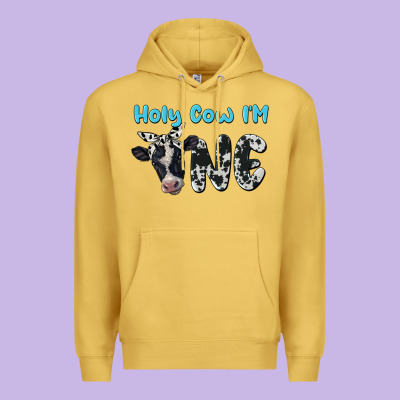 Holy Cow I'm One Premium Hoodie Designed By Barkaloodesign