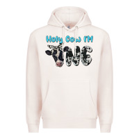 Pale Pink holy cow i'm one Premium Hoodie - BarkalooDesign