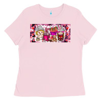 Bubblegum Pink Valentine Coffee Ladies Tee - CowhideDigitalArt
