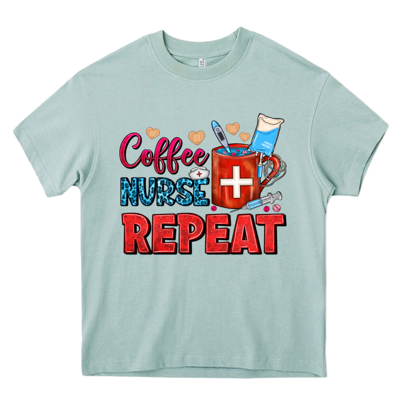 Coffee Nurse Repeat Heavy Core Tee by FaDigitalArtStudio | Teevron