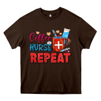 Chocolate Brown Coffee Nurse Repeat Heavy Core Tee - FaDigitalArtStudio