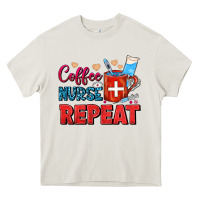 Cream Coffee Nurse Repeat Heavy Core Tee - FaDigitalArtStudio