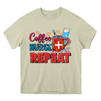 Mossy Coffee Nurse Repeat Heavy Core Tee - FaDigitalArtStudio