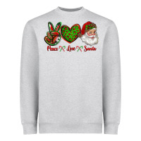 Heather Grey peace love santa Heavyweight Sweatshirt - RanaPortraitStore