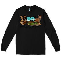 Black Peace Love Bengal Cat Long Sleeve Tee - LillyAllenDesigns