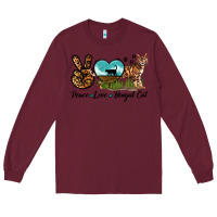 Burgundy Peace Love Bengal Cat Long Sleeve Tee - LillyAllenDesigns