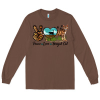 Chestnut Peace Love Bengal Cat Long Sleeve Tee - LillyAllenDesigns