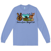 Colony Blue Peace Love Bengal Cat Long Sleeve Tee - LillyAllenDesigns