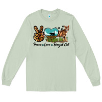 Matcha Peace Love Bengal Cat Long Sleeve Tee - LillyAllenDesigns