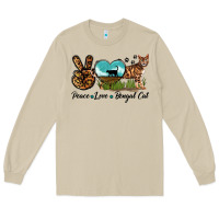 Mushroom Peace Love Bengal Cat Long Sleeve Tee - LillyAllenDesigns
