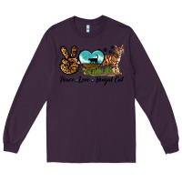 Plum Peace Love Bengal Cat Long Sleeve Tee - LillyAllenDesigns