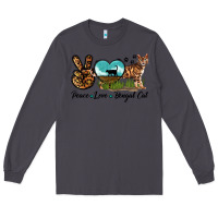 Smoke Peace Love Bengal Cat Long Sleeve Tee - LillyAllenDesigns