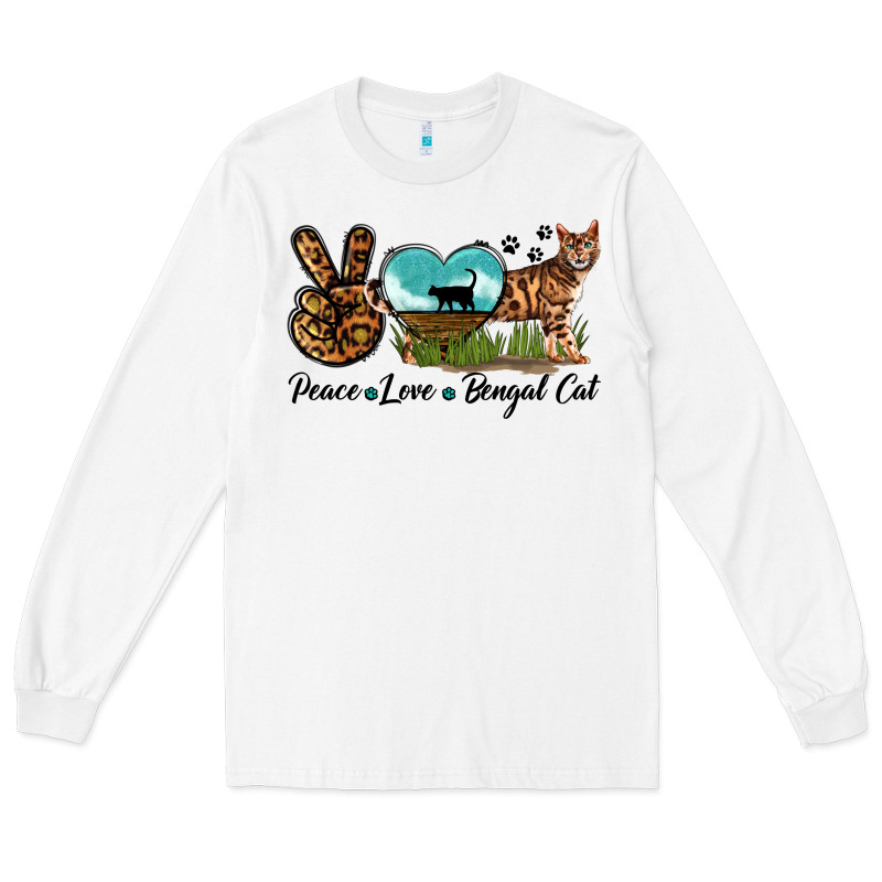 Peace Love Bengal Cat Long Sleeve Tee by LillyAllenDesigns | Teevron