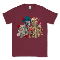 Burgundy Skeleton couple Valentine's Day Classic Tee - FaDigitalArtStudio