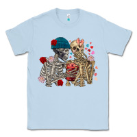 Dusty Blue Skeleton couple Valentine's Day Classic Tee - FaDigitalArtStudio