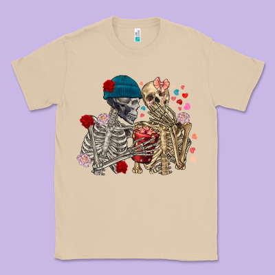 Skeleton Couple Valentine's Day Classic Tee Designed By Fadigitalartstudio