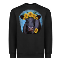 Black Black Angus with Sunflower Heavyweight Sweatshirt - Jasminsmagicworld