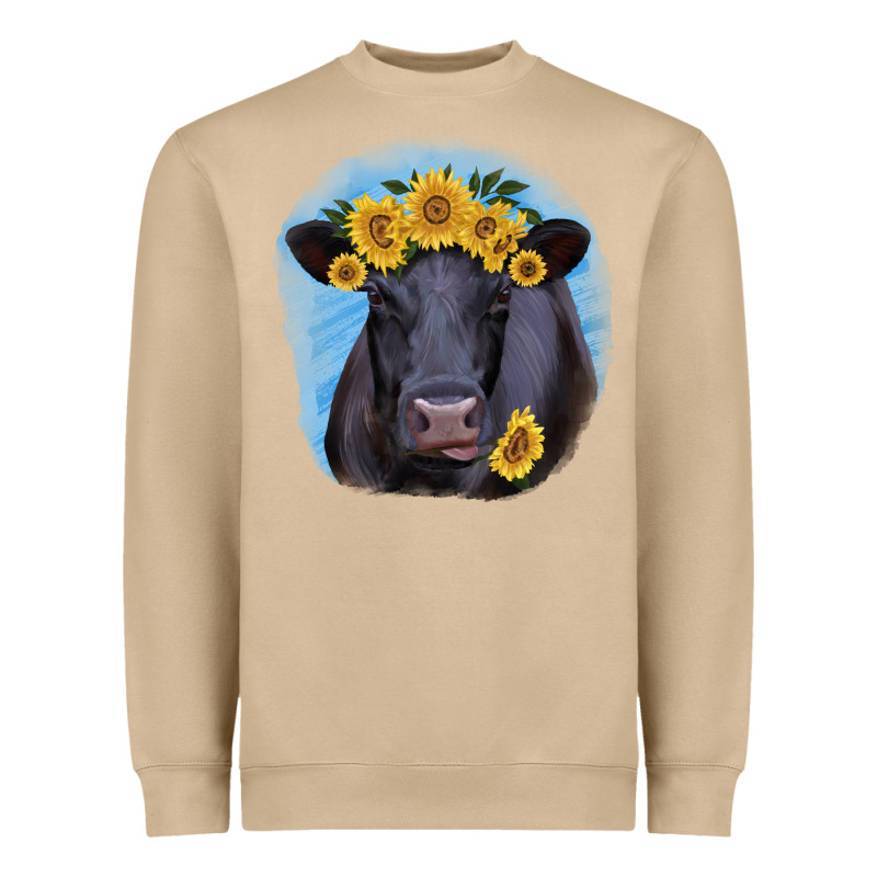 Black Angus With Sunflower Heavyweight Sweatshirt by Jasminsmagicworld | Teevron