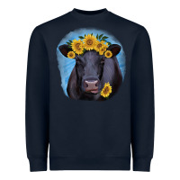 Navy Black Angus with Sunflower Heavyweight Sweatshirt - Jasminsmagicworld