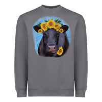 Storm Black Angus with Sunflower Heavyweight Sweatshirt - Jasminsmagicworld
