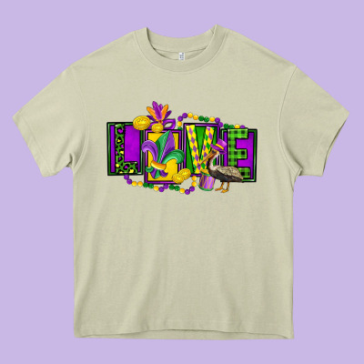 Mardi Gras Love Heavy Core Tee Designed By Fadigitalartstudio