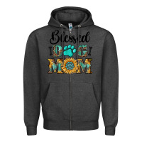 Charcoal Heather Blessed dog mom Zipper Hoodie - RanaPortraitStore