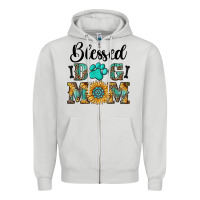 Dove Grey Blessed dog mom Zipper Hoodie - RanaPortraitStore