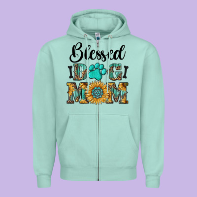 Blessed Dog Mom Zipper Hoodie Designed By Ranaportraitstore