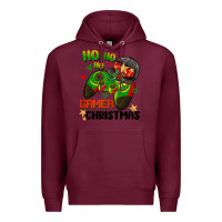 Burgundy ho ho ho gamer Christmas Premium Hoodie - BarkalooDesign