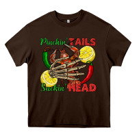 Chocolate Brown Pinchin' tails suckin' head crawfish Heavy Core Tee - FaDigitalArtStudio