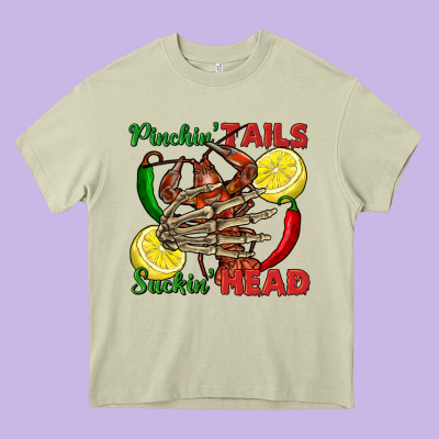 Pinchin' Tails Suckin' Head Crawfish Heavy Core Tee Designed By Fadigitalartstudio