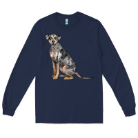 Navy catahoula leopard dog Long Sleeve Tee - LillyAllenDesigns