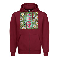 Burgundy Blessed mama with daisy and leopard Zipper Hoodie - RanaPortraitStore