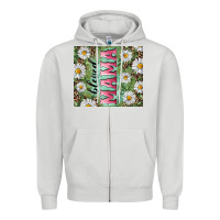 Dove Grey Blessed mama with daisy and leopard Zipper Hoodie - RanaPortraitStore