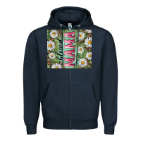 Navy Blessed mama with daisy and leopard Zipper Hoodie - RanaPortraitStore