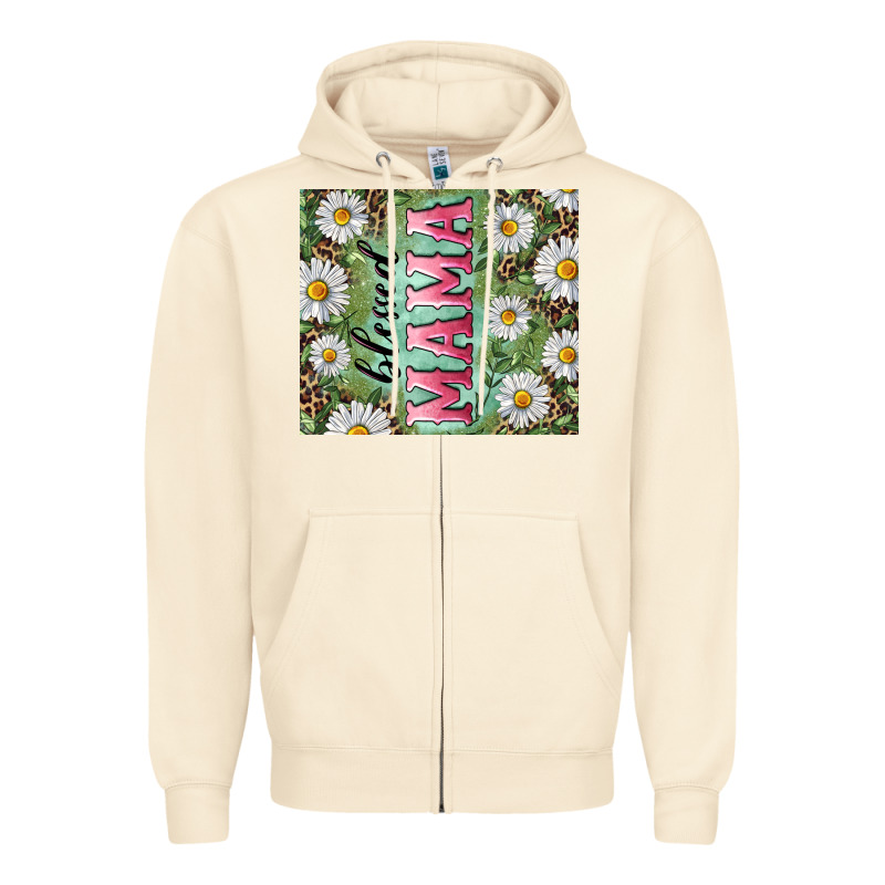 Blessed Mama With Daisy And Leopard Zipper Hoodie by RanaPortraitStore | Teevron