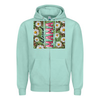 Seafoam Blessed mama with daisy and leopard Zipper Hoodie - RanaPortraitStore
