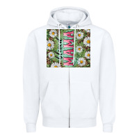 White Blessed mama with daisy and leopard Zipper Hoodie - RanaPortraitStore