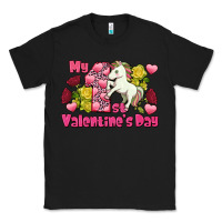 Black My first Valentine's Day Unicorn Classic Tee - FaDigitalArtStudio