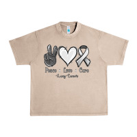 French Oak Peace Love Cure Lung Cancer Urban Heavy Tee - Jasminsmagicworld
