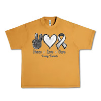 Peanut Butter Peace Love Cure Lung Cancer Urban Heavy Tee - Jasminsmagicworld