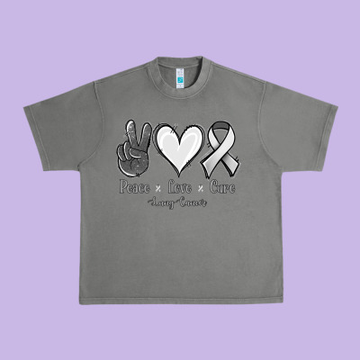 Peace Love Cure Lung Cancer Urban Heavy Tee Designed By Jasminsmagicworld